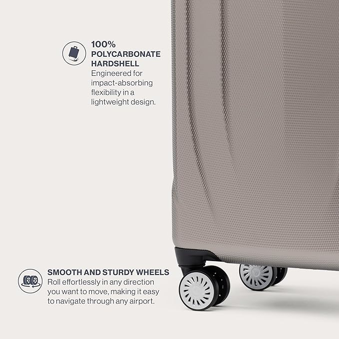 Travelpro Pathways 3 Hardside Expandable Luggage, 8 Spinner Wheels, Lightweight Hard Shell Suitcase 3 Piece Set (21/25/28), Champagne