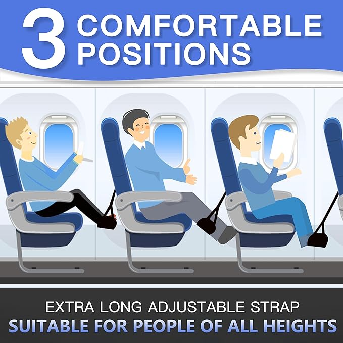 2-Pack Airplane Travel Footrest Hammock - Perfect Airplane Foot Hammock to Relax Your Feet - Travel Essentials Comfy Foot Hanger Plane Footrest for Long Trip