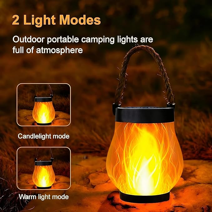 Kaliqo Solar Lantern Outdoor Lights Solar Lantern Waterproof Flickering Flame Hanging Lanterns for Patio Yard Garden Decor (4 Pcs)