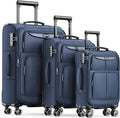 SHOWKOO Luggage Sets 3 Piece Softside Expandable Lightweight Durable Suitcase Sets Double Spinner Wheels TSA Lock Blue (20in/24in/28in)