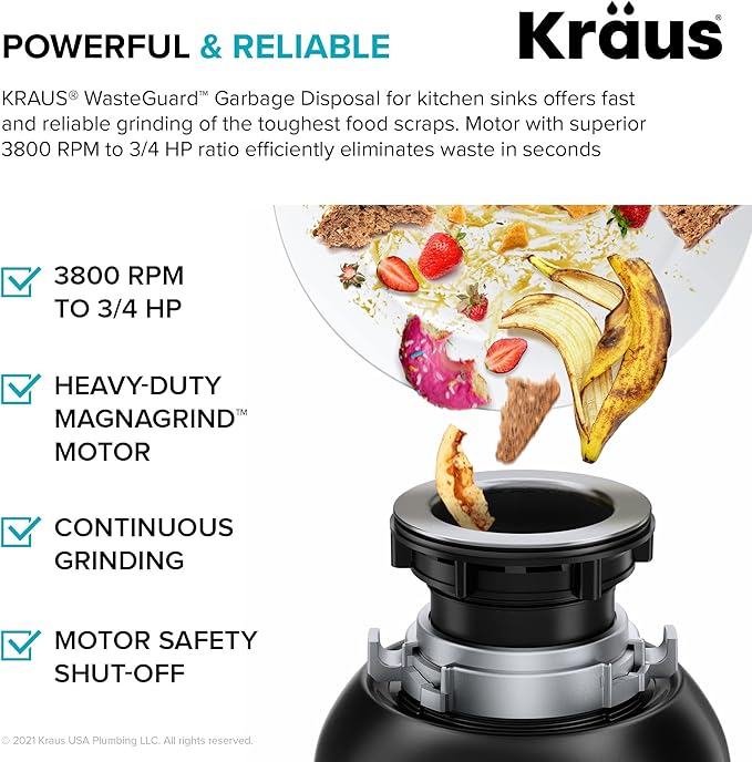 KRAUS Bellucci Workstation 32 in. Undermount Granite Composite Single Bowl Kitchen Sink in Metallic Black with Accessories with WasteGuard™ Continuous Feed Garbage Disposal, KGUW2-33MB-100-75MB