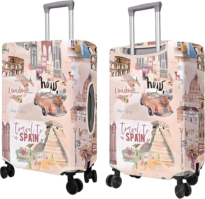 Travel Luggage Cover Suitcase Protector Fits 18-32 Inch Wheel Covers PatternedTravel Related Items Flower Luggage Protector Elastic S