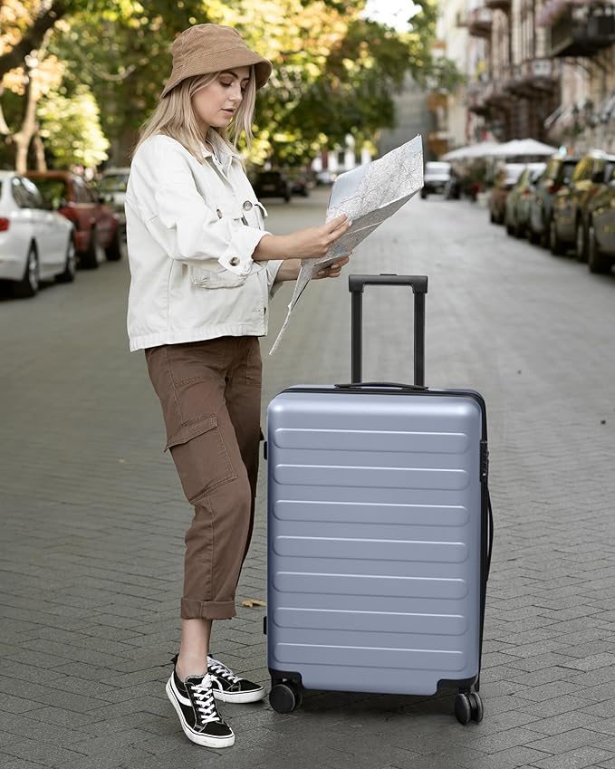Carry on Luggage 22 X 14 X 9 Airline Approved, 20 Inch Luggage for 3-5 Days Travel, Double Spinner Wheels, 100% Hardshell PC, TSA Lock (00-Shadow (Expandable), Checked 28-Inch)