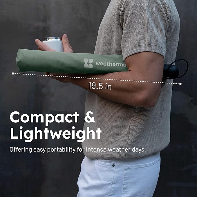 Weatherman Premium Collapsible Travel Umbrella - Windproof, Compact, Easy Auto Open - Resists Up to 55 MPH Winds - Perfect for Rain, Wind, Backpack, Car - Folding Umbrella (Navy Blue)