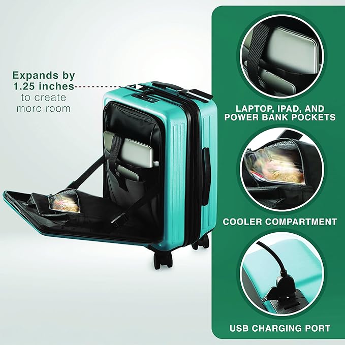Luggage Sets 3 Piece, 22 Inch Carry on Luggage and 28 Inch Suitcases with Wheels Spinner, Durable Hard Shell Suitcase Set, Expandable Travel Suitcase, Teal