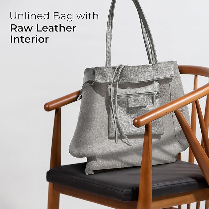Italian Calf Leather Tote for Women with Zipper, Inner Pocket & Flat Base | Soft Unlined Shopper for Work & Travel