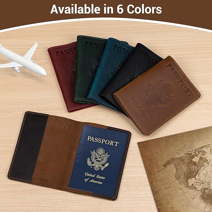 BIAOTIE Premium Leather Passport Holder Covers, Rfid Travel Wallet Passport Document Holder, Travel Essentials Wallet Cover Case for Men and Women (Brown)