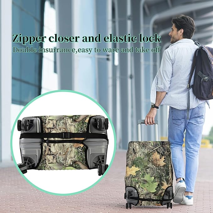 Luggage Cover Plus - Camo Tree Travel Suitcase Cover for 26-28 inch Luggage with Concealed Zipper, Washable Elastic Cloth, Dustproof, Anti-Scratch