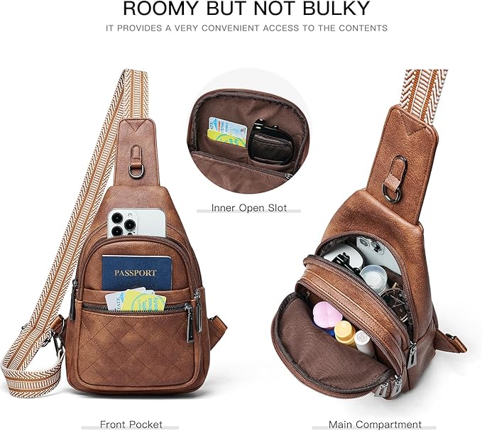 Sling Bag For Women Fanny Pack Crossbody Travel Shoulder Belt Bags Tote Backpack Purse Faux Leather