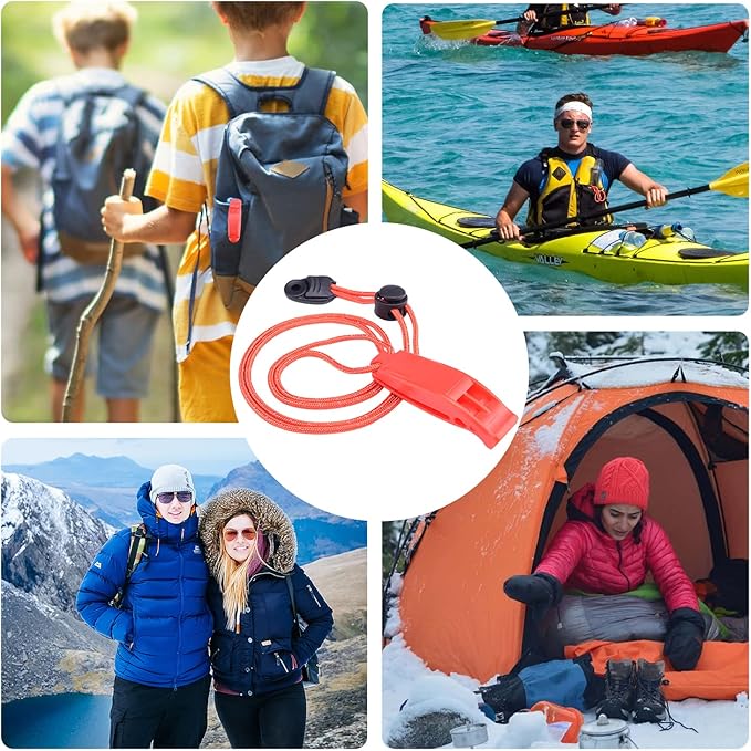 5 Pack Whistles Emergency, Shrill Loud Kayak Safety Whistle with Reflective Lanyard for Outdoor Climbing Hiking Camping Fishing Boating Boat Life Jacket Water Survival Rescue Signaling (5 Color)