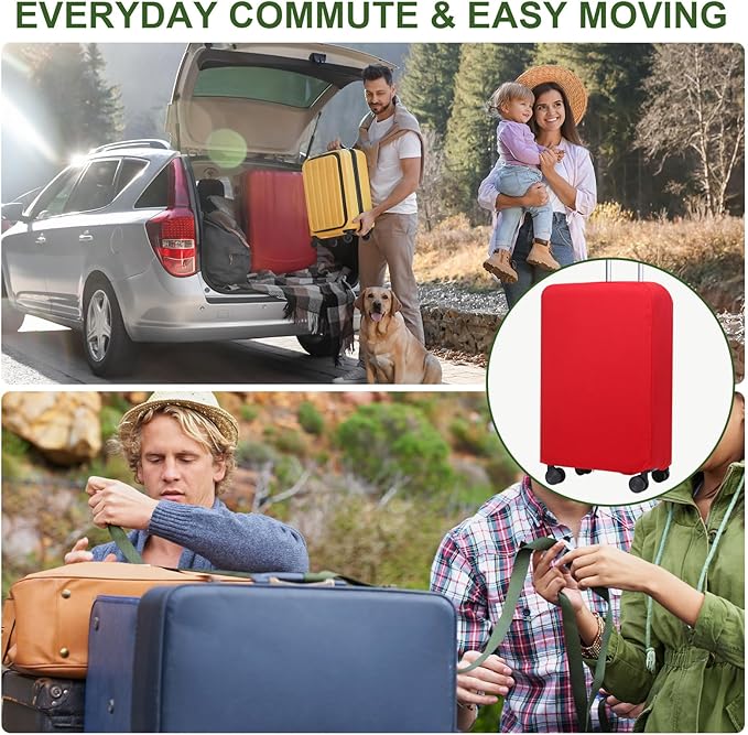 PATIKIL Luggage Cover, Suitcases Covers Elastic Carry on Cover Protector Washable Scratch-Resistant Fits 24-25 Inch Luggage for Travel Business Trips, Red