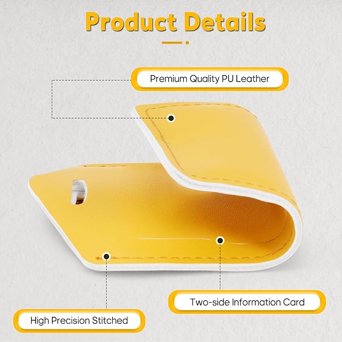 Travelambo Luggage Tags for Suitcases Faux Leather Privacy Protection 30 Pack Bag Tags Travel Accessories Essential, Energetic Yellow