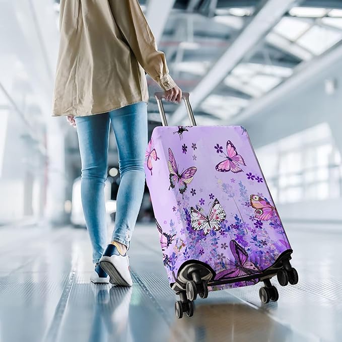Travel Luggage Cover Suitcase Protector Fits 18-32 Inch Wheel Covers PatternedTravel Related Items Flower Luggage Protector Elastic M