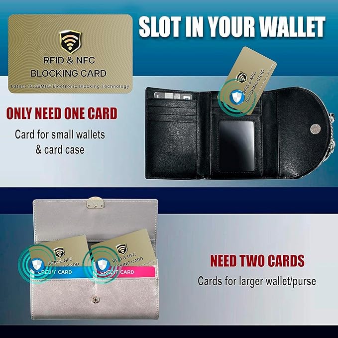 SaiTech IT RFID Cards, 5 Pack One Card Protects Entire Wallet Purse For Men & Women, NFC Contactless Bank Debit Credit Card Protector ID ATM Guard Card – Golden