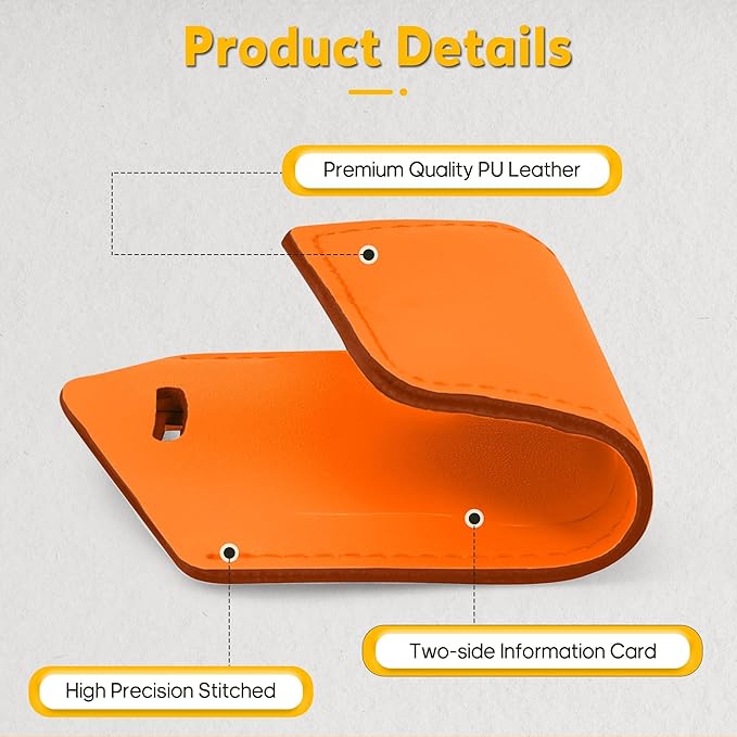 Travelambo Luggage Tags for Suitcases Faux Leather Privacy Protection 20 Pack Bag Tags Travel Accessories Essential, Hot Orange