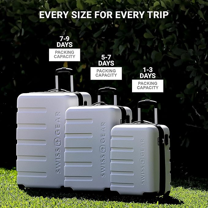 SwissGear 7366 Hardside Expandable Luggage with Spinner Wheels, Clearly Aqua, 3-Piece Set (19/23/27)
