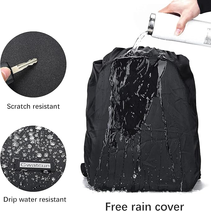 Cwatcun Camera Backpack Trolley Case Bag with Tripod Holder Anti-Theft Waterproof Camera Bag fits 15.6' Laptop for Canon Nikon Sony DSLR SLR Camera for Women Men Photographer
