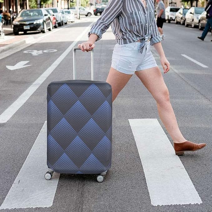 HYPER VENTURE Washable Luggage Cover - Fashion Suitcase Protector Fits 23-26 Inch Luggage (Blue Cube, M)