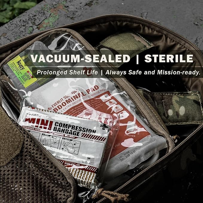 EVERLIT Mini 4 x 6 Inch Emergency Bandage Compression Trauma Pressure Wound Dressing Sterile Vacuum-Sealed for Bleeding Control, Gun Shot, Medical Kit, First Aid IFAK (3)
