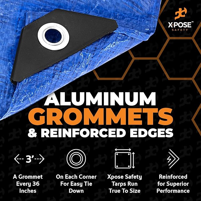 Better Blue Poly Tarp 20' x 30' - Multipurpose Protective Cover - Lightweight, Durable, Waterproof, Weather Proof - 5 Mil Thick Polyethylene - by Xpose Safety