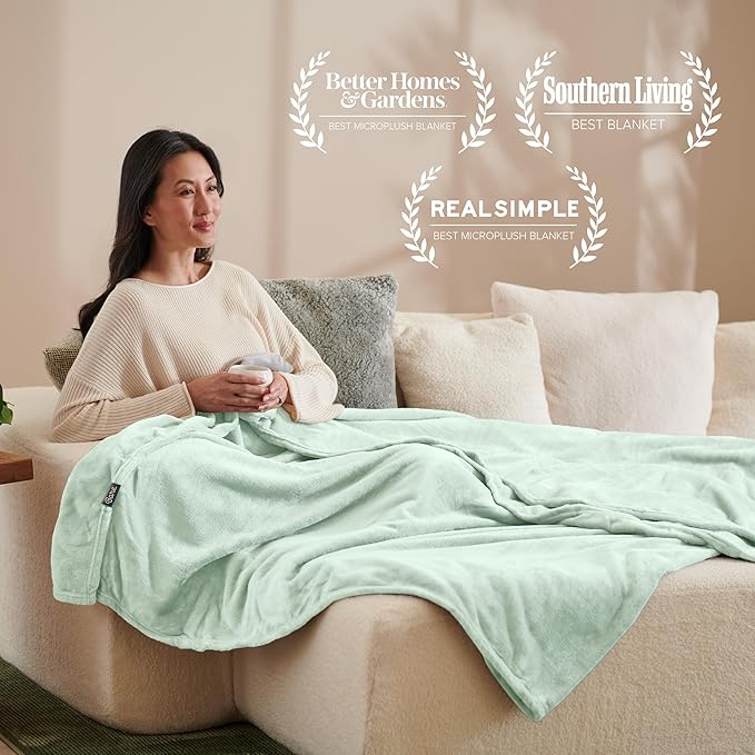 Bare Home Fleece Blanket - Throw/Travel - Ultra-Soft Lightweight for Bed, Sofa, and Couch - Luxury Microplush - Cozy Warm Blanket (Throw/Travel, Spring Mint)
