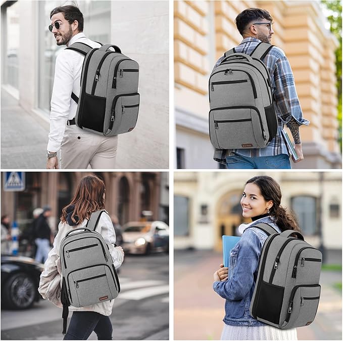 BIKROD Backpack for Men, TSA Travel Backpack, College Backpacks Water Resistant Back Pack with USB Charging Port, Business Anti Theft Durable Computer Bag Gifts Fits 15.6 Inch Laptop, Grey