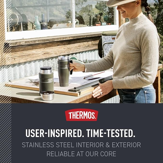 THERMOS Stainless King Vacuum-Insulated Travel Mug, 16 Ounce, Army Green