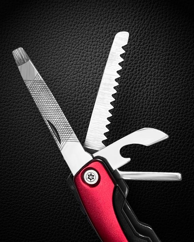 UNOONE 11-in-1 Multitool Pliers - Stainless Steel Pocket Knife with Pliers, Screwdriver & Bottle Opener - Aluminum Handle EDC Knives for Survival, Camping, Hunting, Hiking - Gift for Men Women(Silver)