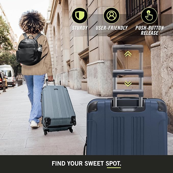 Kenneth Cole REACTION Out of Bounds Lightweight Hardshell 4-Wheel Spinner Luggage, Naval, 2-Piece Set (20" & 28")