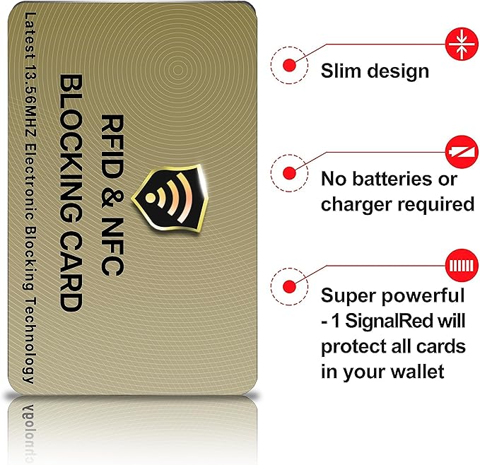 SaiTech IT RFID Protected Cards, 3 Pack One Card Protects Entire Wallet Purse For Men & Women, NFC Contactless Bank Debit Credit Card Protector ID ATM Guard Card – Golden