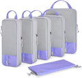 BAGSMART 6 Set Compression Packing Cubes - Lightweight Travel Essentials, Durable Luggage Organizer