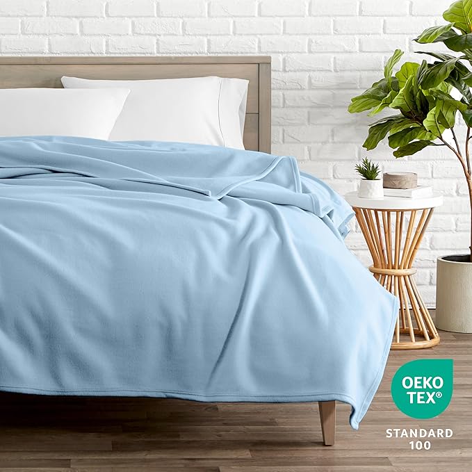 Bare Home Polar Fleece Blanket - King Size - Warm & Cozy - Premium Lightweight Blanket for Bed, Sofa, Camping, Travel & Cold Nights (Light Blue)