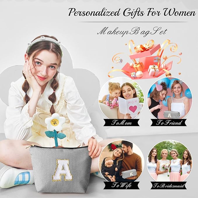 YOOLIFE Mothers Day Gifts for Mom, Makeup Bag Pouch for Sister Friend Female Her Mom | Birthday Gifts for Women Ever Mom In Law | Makeup Storage Bag Makeup Bag Set Bridesmaid Cosmetic Bag Black O