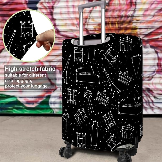 Travel Luggage Cover Suitcase Protector Fits 18-32 Inch Wheel Covers PatternedTravel Related Items Flower Luggage Protector Elastic L