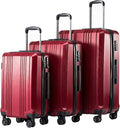 Coolife Luggage Expandable Suitcase PC+ABS 3 Piece Set with TSA Lock Spinner 20in24in28in