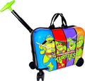 Fast Forward Ride-On 18"" Suitcase For Kids/Tow-Along Toddler Carry-On Luggage With Wheels (Ninja Turtles), Large
