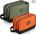 Small Tool Bag 2 Pack, Zipper Tool Pouch Two Compartments, 10 12 inch Utility ToolBag with Carrying Handle, Toolbox Storage Organizer for Electrician Mechanic, Gift for Men Dad, Orange/Green