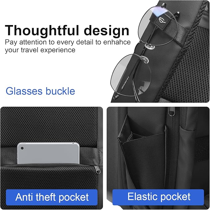 SOKOK Carry On Travel Backpack Waterproof Business Backpack Expandable with Laptop Compartment and Charging, Hardshell Computer Backpack for Men and Women, Graphite