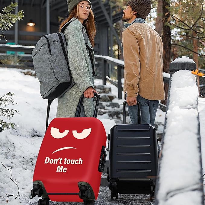 ANNA QUEEN Funny Luggage Cover, Don't Touch Me Red Face Design, Stretchable, Washable Travel Protector for 32-34 Inch Luggage