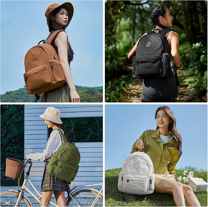 mixi Outdoor Lightweight Backpack Casual Carry On Laptop Backpack Travel Bookbag for Women Men, Water Resistant Durable Hiking Bag for Camping Weekender Sports College Work, 17 Inch, Light Gray