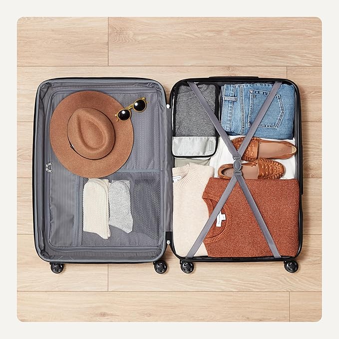 Amazon Basics 30" Hardside Large Checked Luggage, Hardshell Suitcase With Wheels, Expandable For Up to 15% More Space, With Scratch-Resistant Surface, Four Multi-directional Wheels, Light Blue