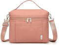 NOL Natural Organic Lifestyle Insulated Lunch Bags for Women Cooler Bag Lightweight Nylon Waterproof Lunch Box For Work (Small, Dark Pink)