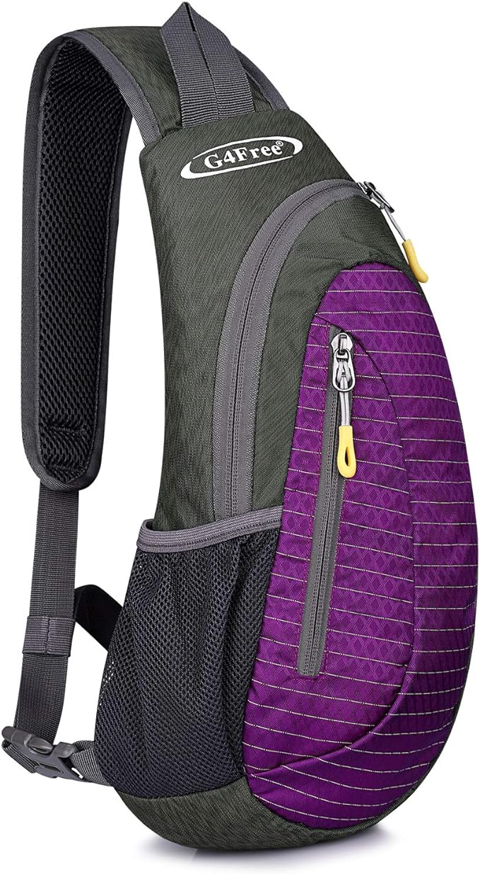 G4Free Sling Bag for Men Women, Small Crossbody Backpack Lightweight Chest Shoulder Bags for Travel, Outdoor and Sports (Purple)