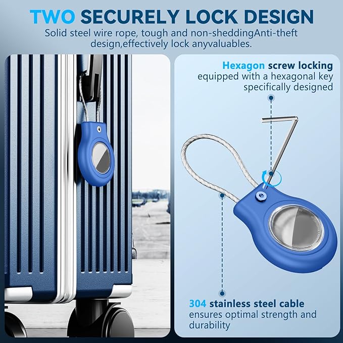 Waterproof Airtag Holder,4 Pack Airtag Case with Secure Lock,Airtags Keychain for Apple Airtag,Anti-Lost Protective Case Air tag Accessories for GPS Tracker Luggage,Bag,Key,Pet-Blue/Blue/Green/Green