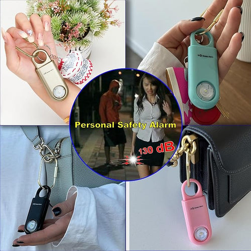130dB Keychain Siren Strobe Light. Loud Sound Personal Safety Alarm with Carabiner. SOS Emergency Alerts for Women, Girls, School Children, Night Runners, Hiking. Bear Alarm Deterrent.Pink