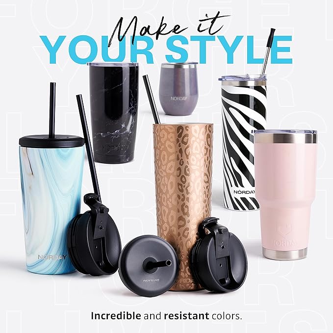 NORDAY | Tumbler with Lid - 30oz - Blue Insulated Tumbler - Stainless Steel Tumblers - Double Wall Vacuum Insulated Travel Coffee Mug for Car Cup Holder - Keeps Temperature for 24hr - Anti Spill Lid