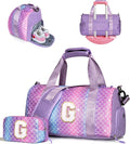 Gifts for 4 5 6 7 8 9 10 Year Old Girls-Girl Gym Bag with Shoe Compartment, Kid Personalized Weekender Overnight Bags, Initial Travel Tote with Makeup Pouch, Gift for Daughter (Letter G)