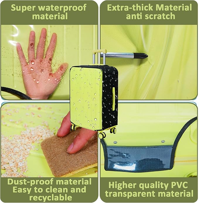 Clear Luggage Cover Protectors For Suitcases,Elastic Transparent waterproof PVC Suitcase Covers Protector Fit 20-30 Inch wheeled Luggage (20”+24“+28“)