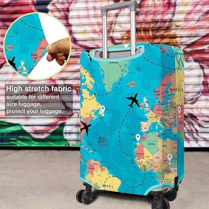 Travel Luggage Cover Suitcase Protector Fits 18-32 Inch Wheel Covers PatternedTravel Related Items Flower Luggage Protector Elastic S