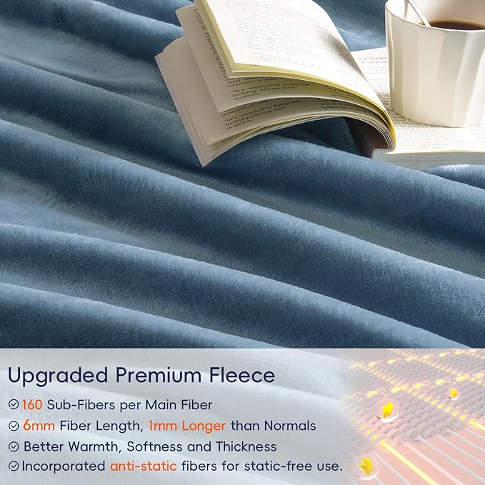 PHF Ultra Soft Fleece Blanket King Size, No Shed No Pilling Luxury Plush Cozy 300GSM Lightweight Blanket for Bed, Couch, Chair, Sofa Suitable for All Season, 108" x 90", Captain's Blue